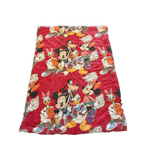 Disney Mickey Friends Sports Comforter Minnie Goofy Donald Vtg 80s Reversible